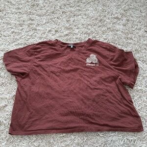 Womens Joshua 1:9 brown graphic cropped tee size XL